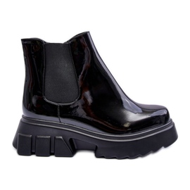 Bottines Chelsea Worker Laquées Femme Noir Brizora le noir