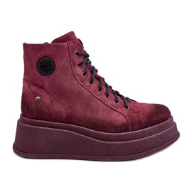 Bottes En Daim Sur Une Plateforme Massive Maciejka 06309-23 Bordeaux rouge