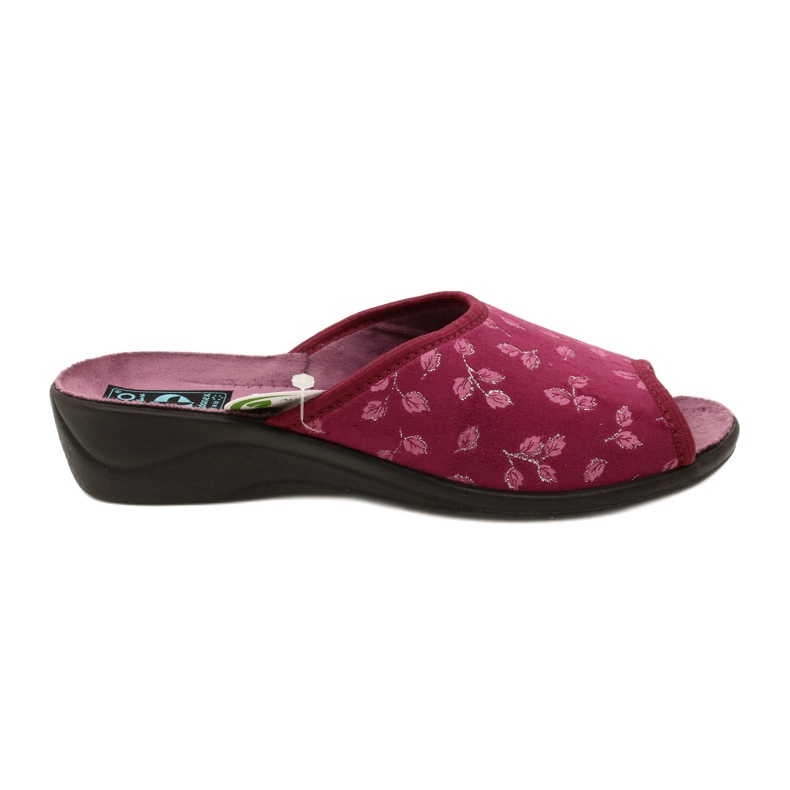 Chaussons velours bordeaux Adanex 28271 Aloe Vera rouge