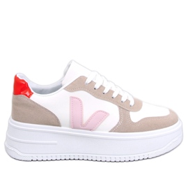 Baskets femme Pyles BLANC/ROSE blanche