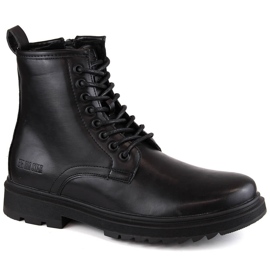 Bottes pour hommes Big Star MM174080 noires avec lacets et fermetures éclair le noir