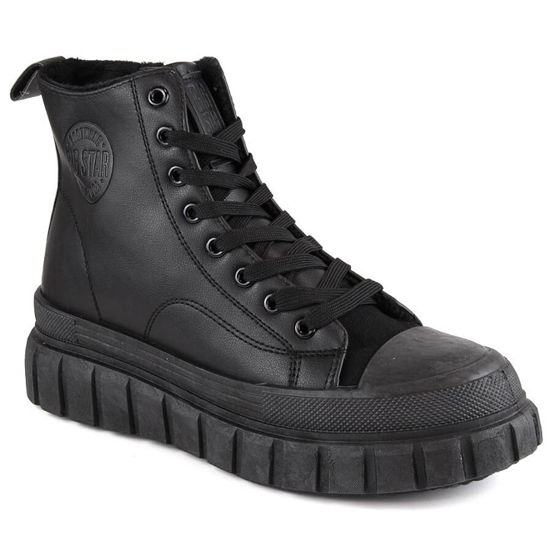 Bottes à plateforme lacées et zippées noires Big Star MM274625 le noir