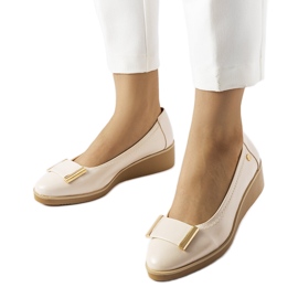 Inna Ballerines beiges à semelle intérieure en cuir Kajla