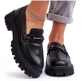 PE1 Mocassins plateforme en cuir pour femme Noir Detes le noir