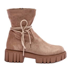Bottines en Daim pour Femme Beige Lineanor