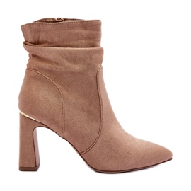 Bottes à talons en suède beige Mellamene
