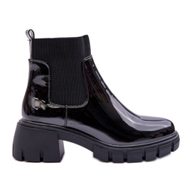 Bottines Chelsea Femme Laquées Noir Cirie le noir