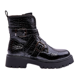 Bottes Femme Serpent À Rayures Noir Leora