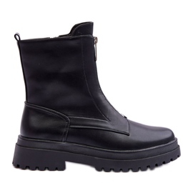 Bottes zippées en cuir pour femmes Noir Chlorike le noir