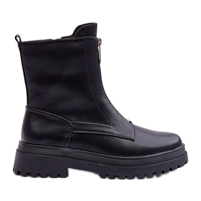 Bottes zippées en cuir pour femmes Noir Chlorike le noir
