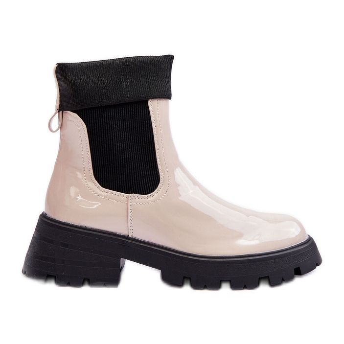Bottines Jodhpur Laquées Femme Beige Pavo