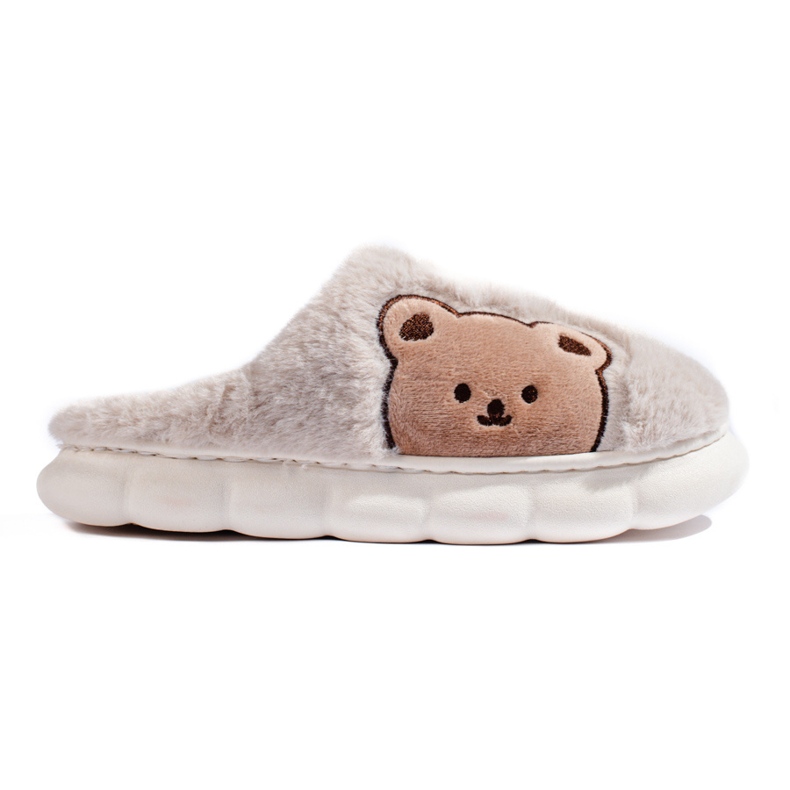 Chaussons femme beiges avec un ours en peluche Shelovet