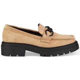 La.Fi Mocassins beiges sur plateforme en daim