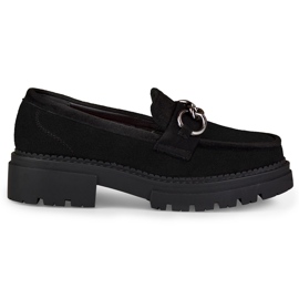 La.Fi Mocassins noirs sur plateforme en daim le noir