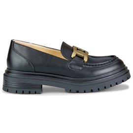 Mocassins noirs à boucle dorée le noir