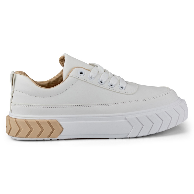 Baskets blanches en éco-cuir pour femmes beige Baskets blanches en éco-cuir pour femmes beige