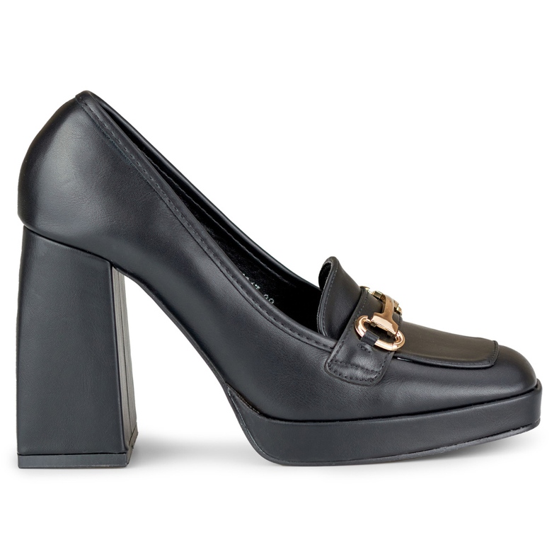 Mocassins noirs à talon haut confortable le noir