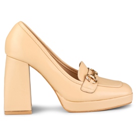 Mocassins beiges à talon haut confortable