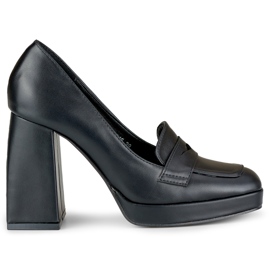 Mocassins à la mode sur un poteau haut et large le noir