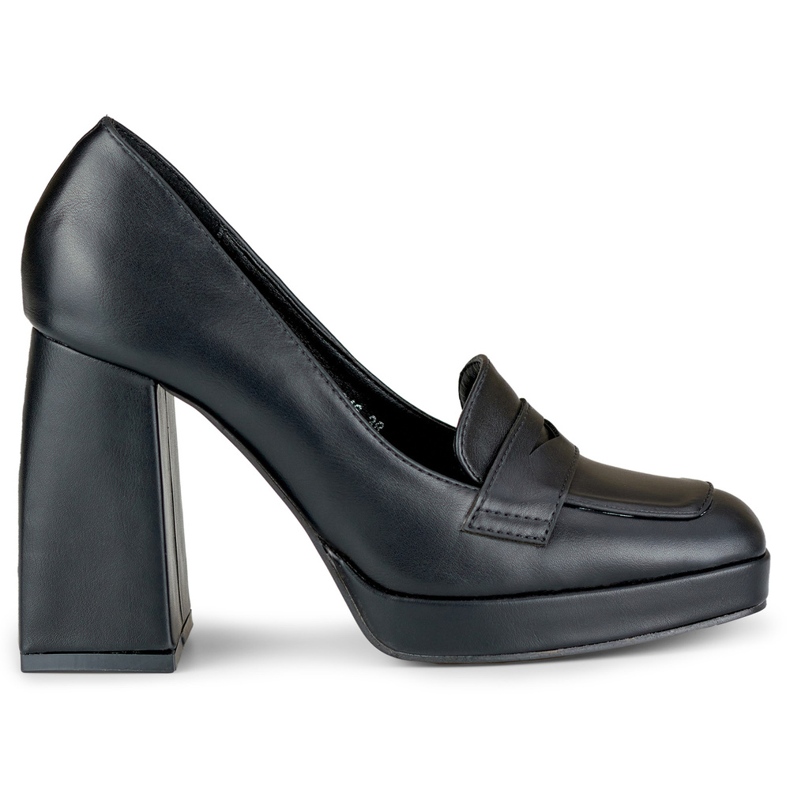 Mocassins à la mode sur un poteau haut et large le noir