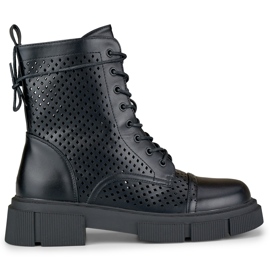 Bottines à lacets noires ajourées femme le noir