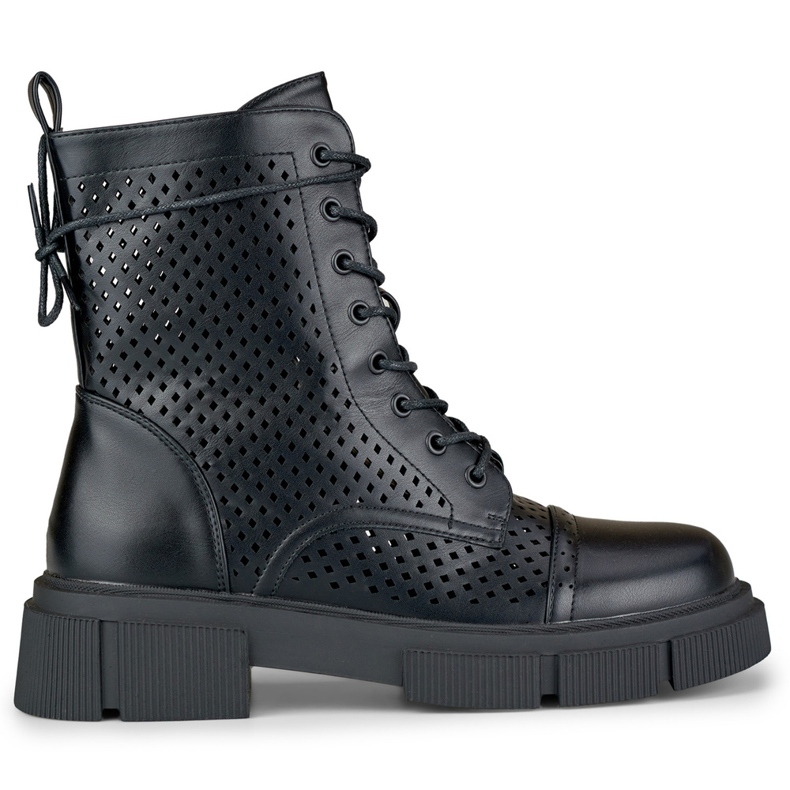 Bottines à lacets noires ajourées femme le noir