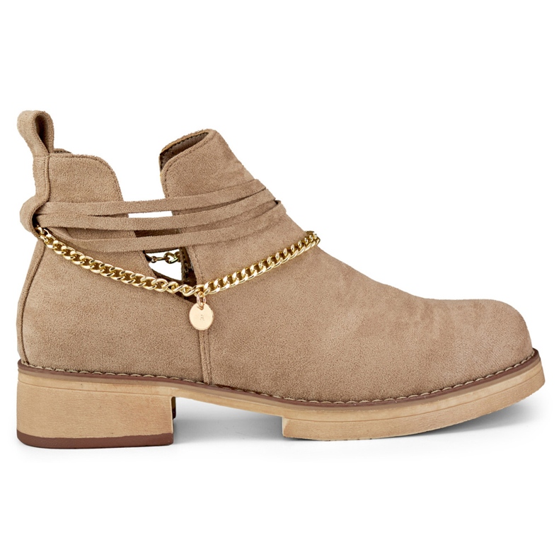 Bottes femme beiges avec une chaîne