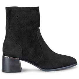 Bottines femme noires ajourées sur petit talon le noir
