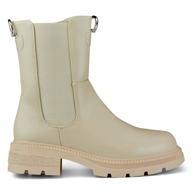 Bottes classiques pour femmes beiges sur la plate-forme