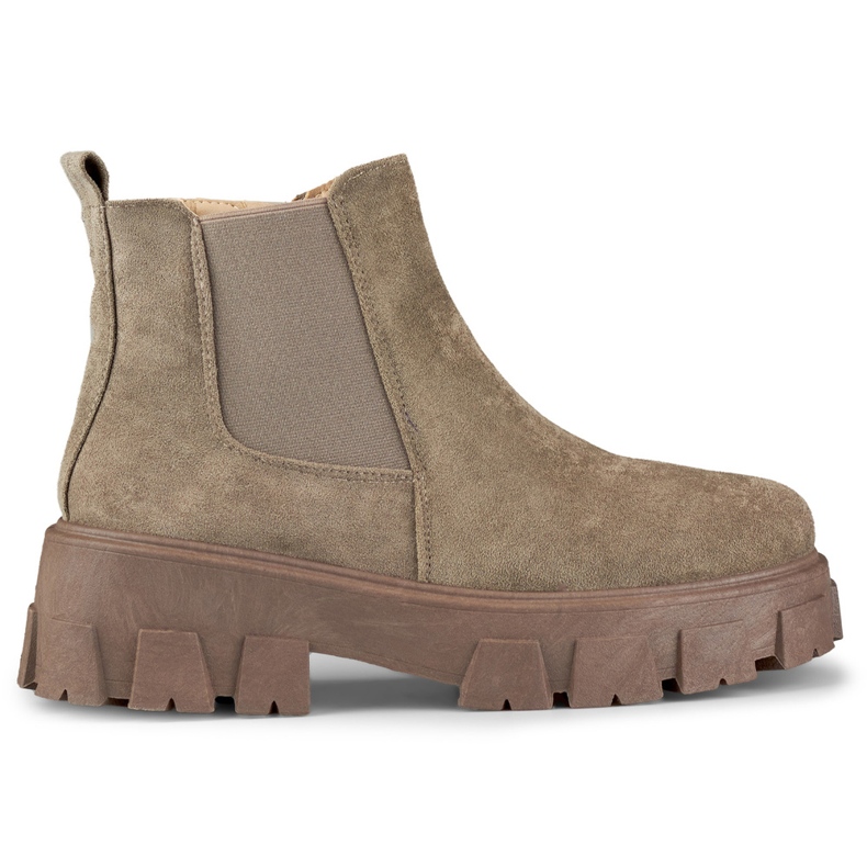 Bottes marron pour femme à semelle épaisse beige