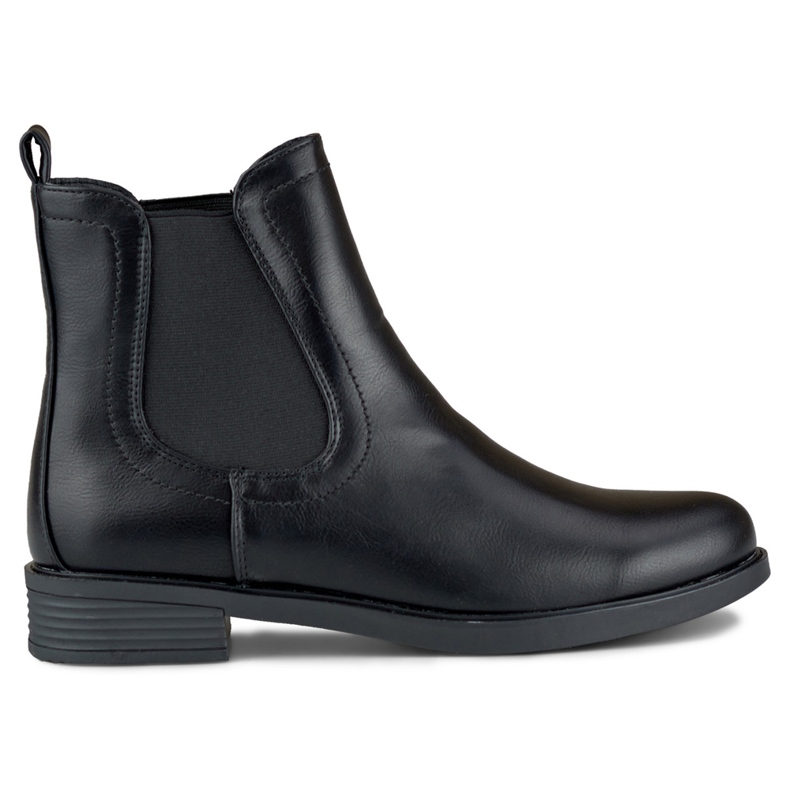 Bottines Chelsea noires classiques pour femmes en cuir écologique le noir Bottines Chelsea noires classiques pour femmes en cuir écologique le noir