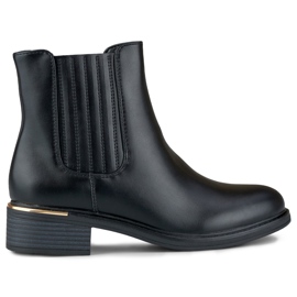Bottes noires à talons plats pour femmes en éco-cuir