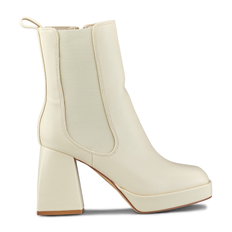 Bottes femme beige clair à talon haut