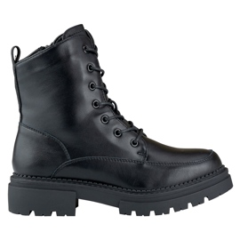 Bottines à lacets noires pour femme en cuir naturel