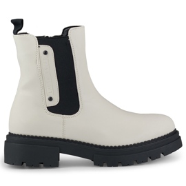 Chelsea boots femme beige clair à semelle épaisse