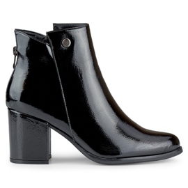 Bottines laquées pour femme à dessus ajouré de Charlotte noir