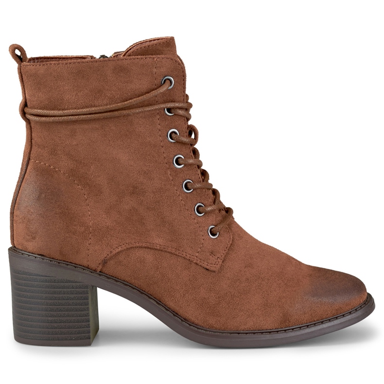 Bottines marron à lacets et petits talons brun Bottines marron à lacets et petits talons brun