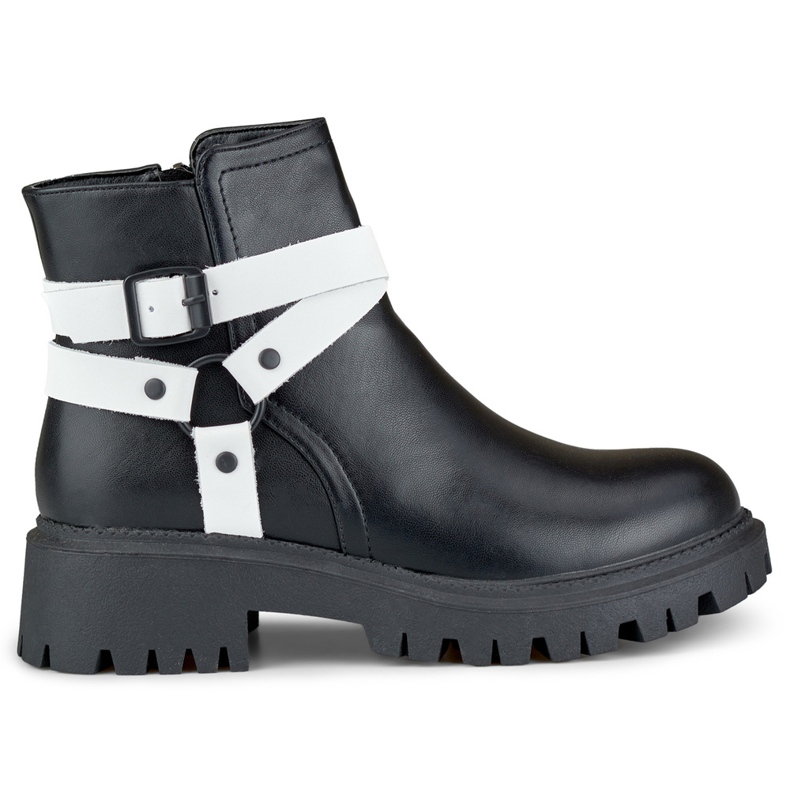 Bottines femme noires avec décoration Aline blanche Bottines femme noires avec décoration Aline blanche