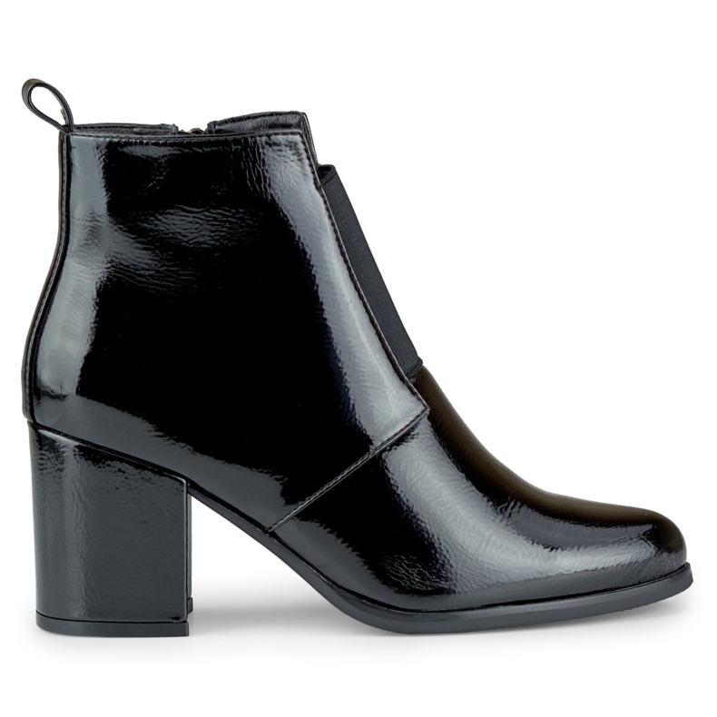 Bottes pour femmes élégantes élastiques noires laquées le noir