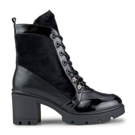 Bottes pour femmes à la mode en matériau décoratif le noir