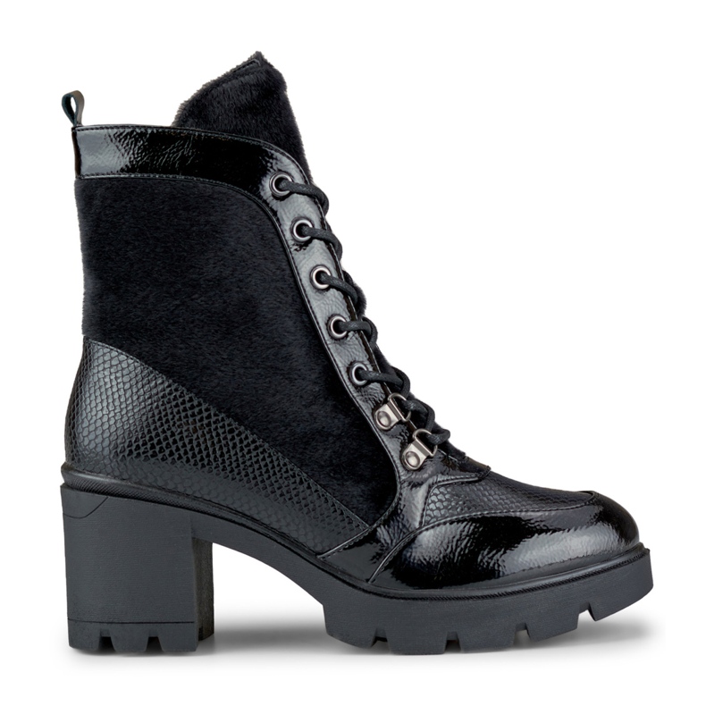 Bottes pour femmes à la mode en matériau décoratif le noir
