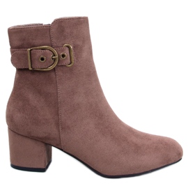 Lanne Bottines à talons bas kaki brun