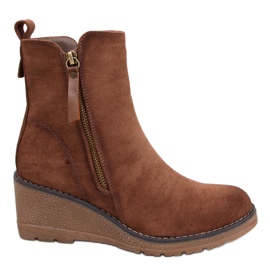 Bottines compensées Meyer kaki brun
