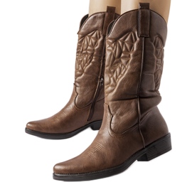 Bottes de cowboy plates marron de Simonetta brun