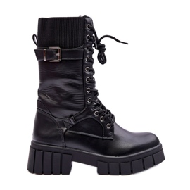 Bottes Hautes En Cuir Pour Femmes Travailleurs Noir Madit le noir