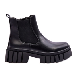 PG1 Bottines en cuir épaisses Bottines Chelsea Noir Orryss le noir