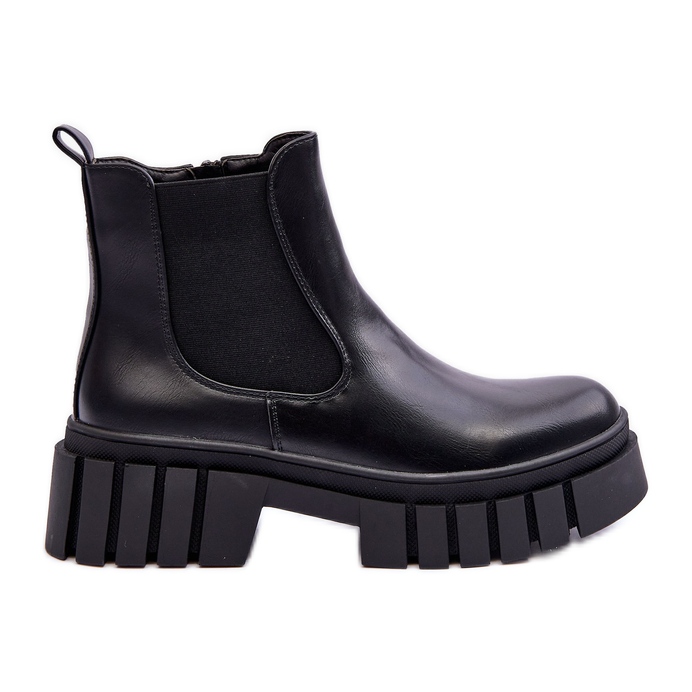 PG1 Bottines en cuir épaisses Bottines Chelsea Noir Orryss le noir
