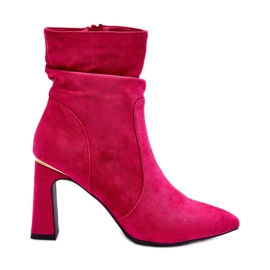 Bottines à talons en daim fuchsia Mellamene rose