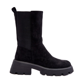 Bottes à talons plats en daim pour femmes noires Altandros le noir