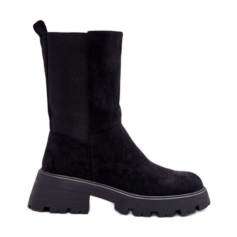 Bottes à talons plats en daim pour femmes noires Altandros le noir